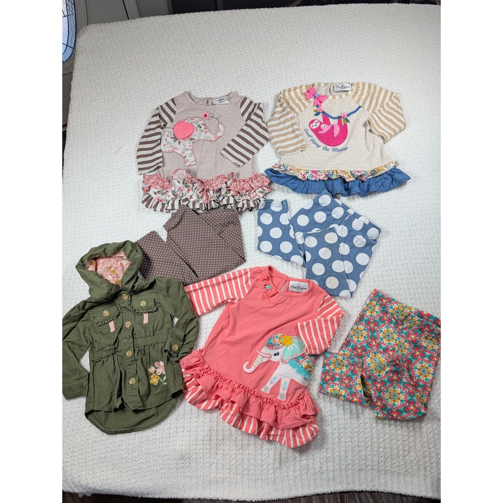 Rare Editions Little Lass Toddler Girl Bundle 18mth Elephant Sloth Jacket
